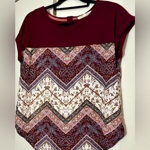 Women's Burgundy Chevron Top